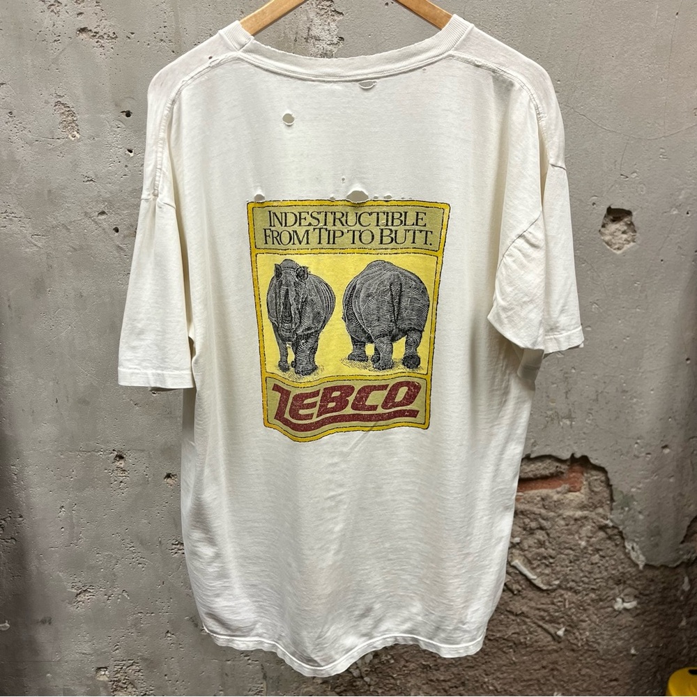 Vintage 90s Zebco Rhino Rods Double Sided Tip to Butt Graphic T-Shirt Distressed
